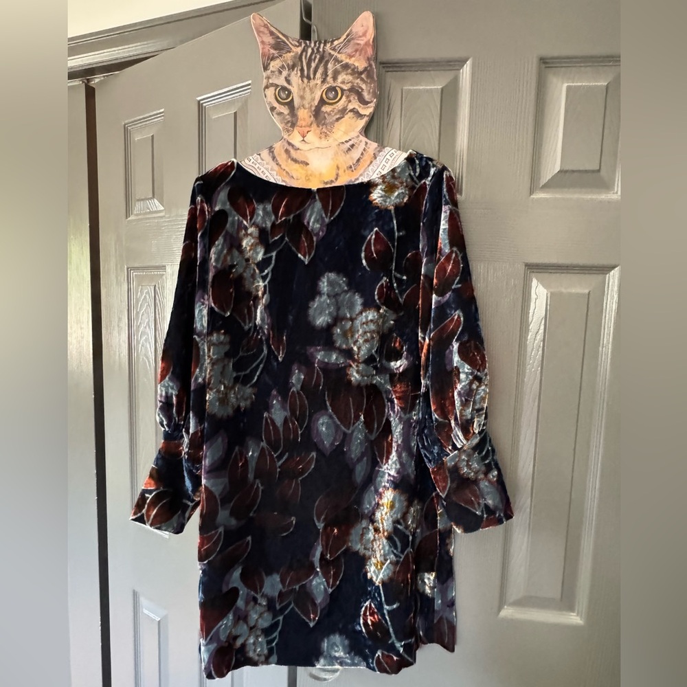 Ann Taylor Crushed Velvet Floral Dress sz4